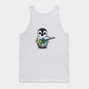 Baby Penguin Playing Swedish Flag Guitar Tank Top